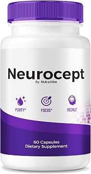 مكمل Neurocept Brain وتركيبة دعم التركيز | Neurocept للذاكرة والتركيز والوضوح | مكونات طبيعية، حبوب Neuro Cept سهلة التناول يوميًا، مراجعات 60 كبسولة