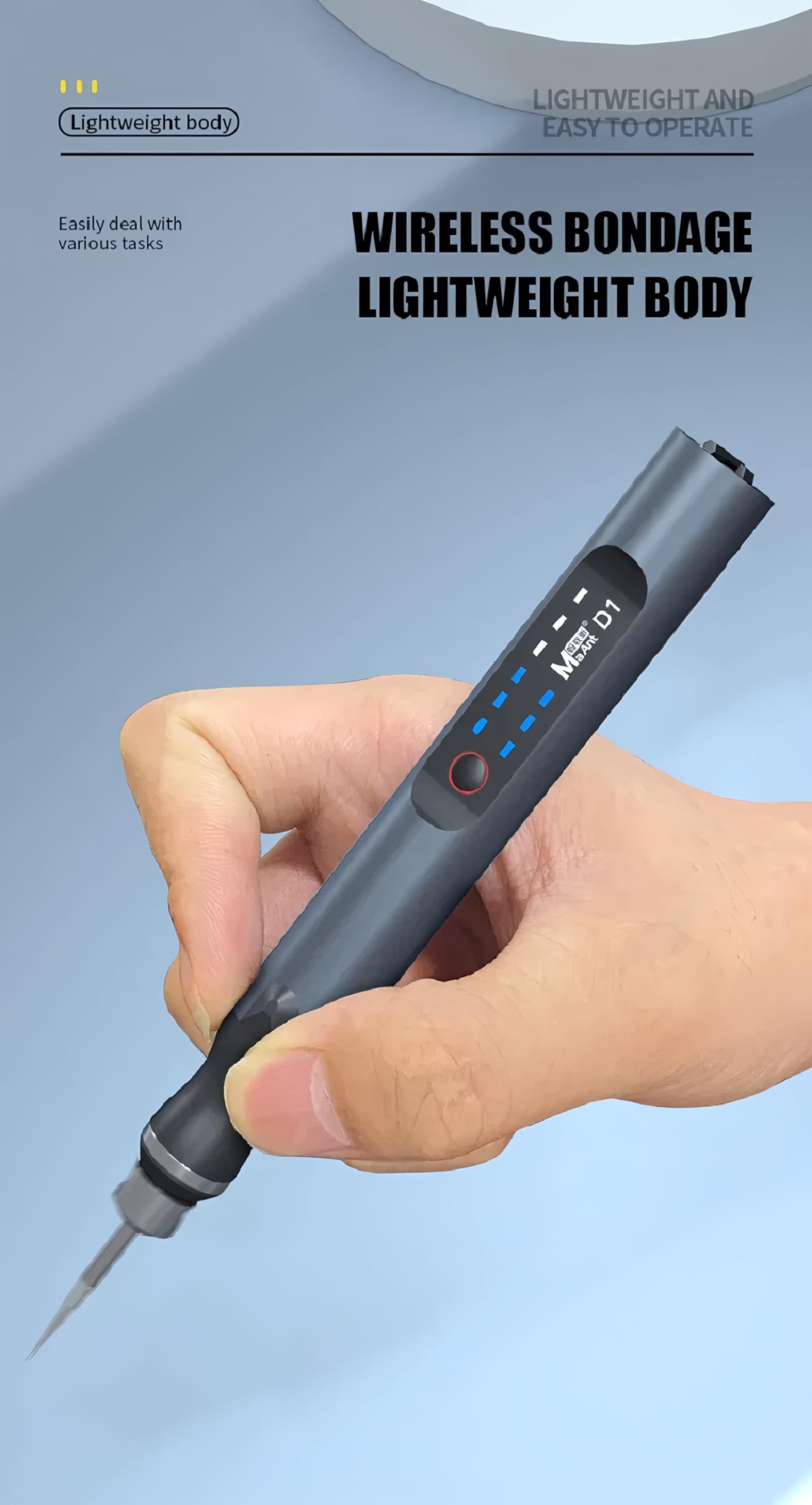 MaAnt D1 Intelligent Charging Polier-Schleifstift zum Schleifen, Schneiden, Bohren, Schnitzen und Demontieren von Gesichts-Latticewerkzeugen (D1)