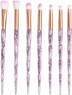 Kit 7 Pincéis de Maquiagem para Olhos, Cerdas de Nylon Macias, Cabo Acrílico Antiderrapante, 17 cm, Cores Sortidas