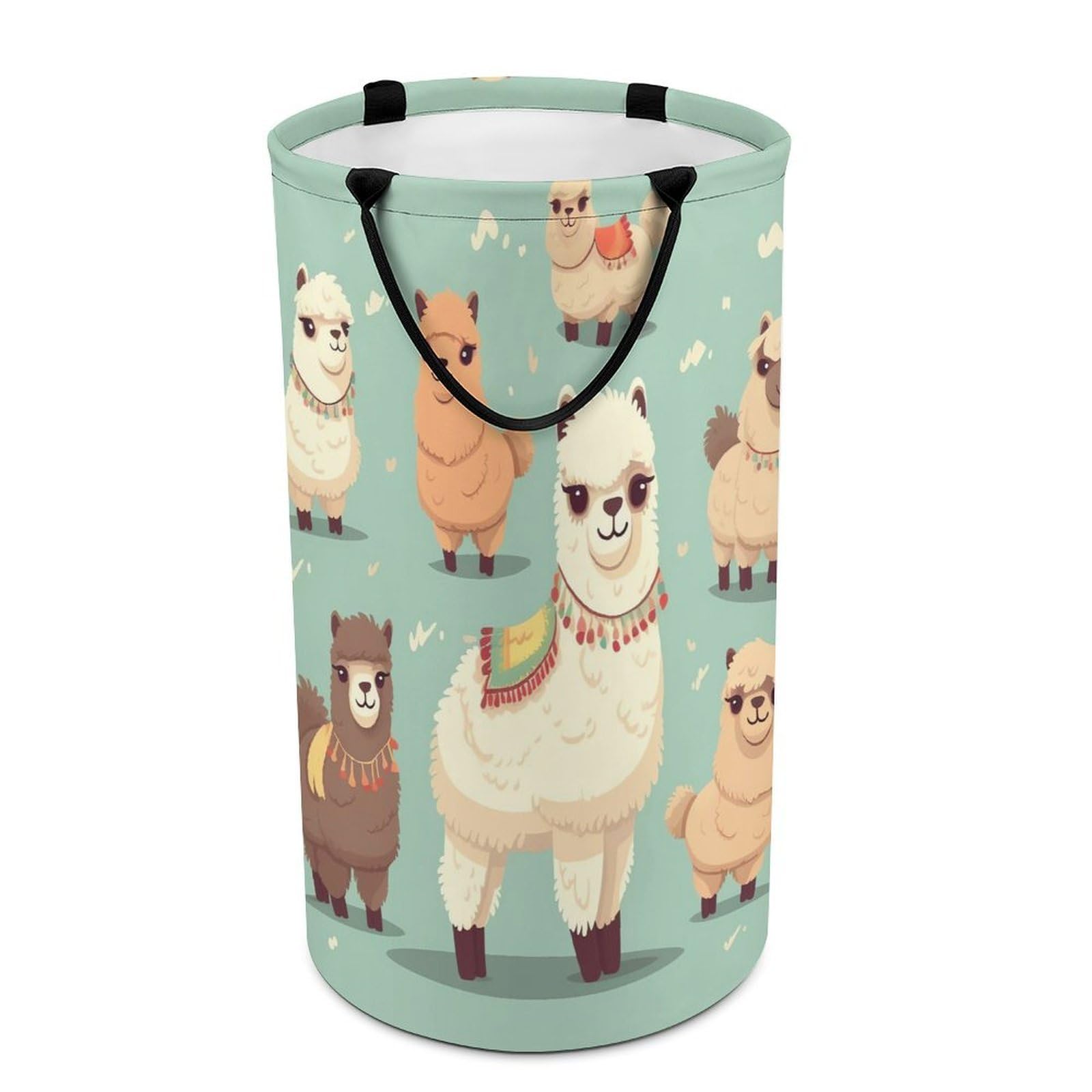 Alpacas Laundry Basket Freestanding Laundry Hamper with Handles Waterproof Dirty Clothes Hamper Collapsible Washing Bin Aesthetic Clothes Basket for Bathroom Bedroom Dorm