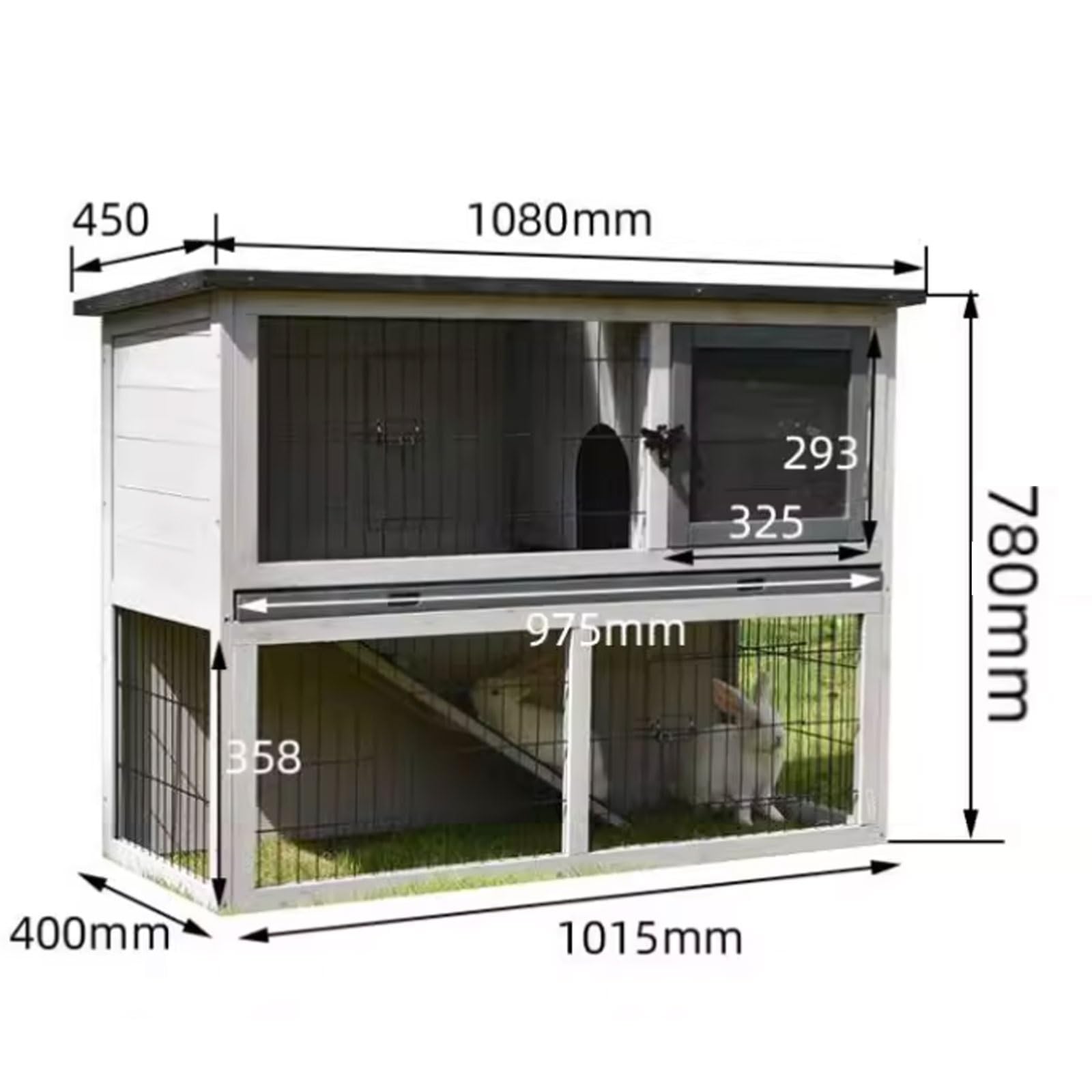 Gallinero para uso en exteriores con escaleras y bandeja extraíble, construcción de madera maciza, corral grande con techo y diseño de múltiples puertas