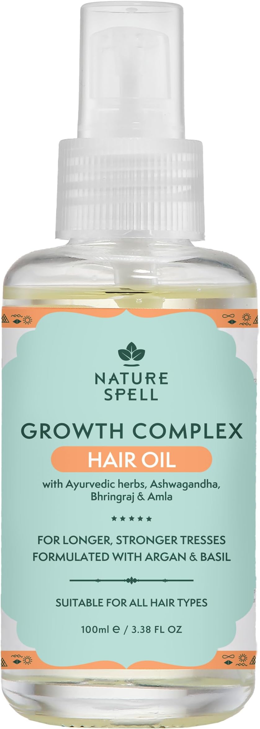 Nature Spell Lightweight Hair Oil, Nourishing Oil for Frizz Control, Heat Protectant, Hydrates & Strengthens Dry Damaged Strands, Smooths Split Ends, Adds Shine, For All Types, Vegan, 3.38 Fl Oz