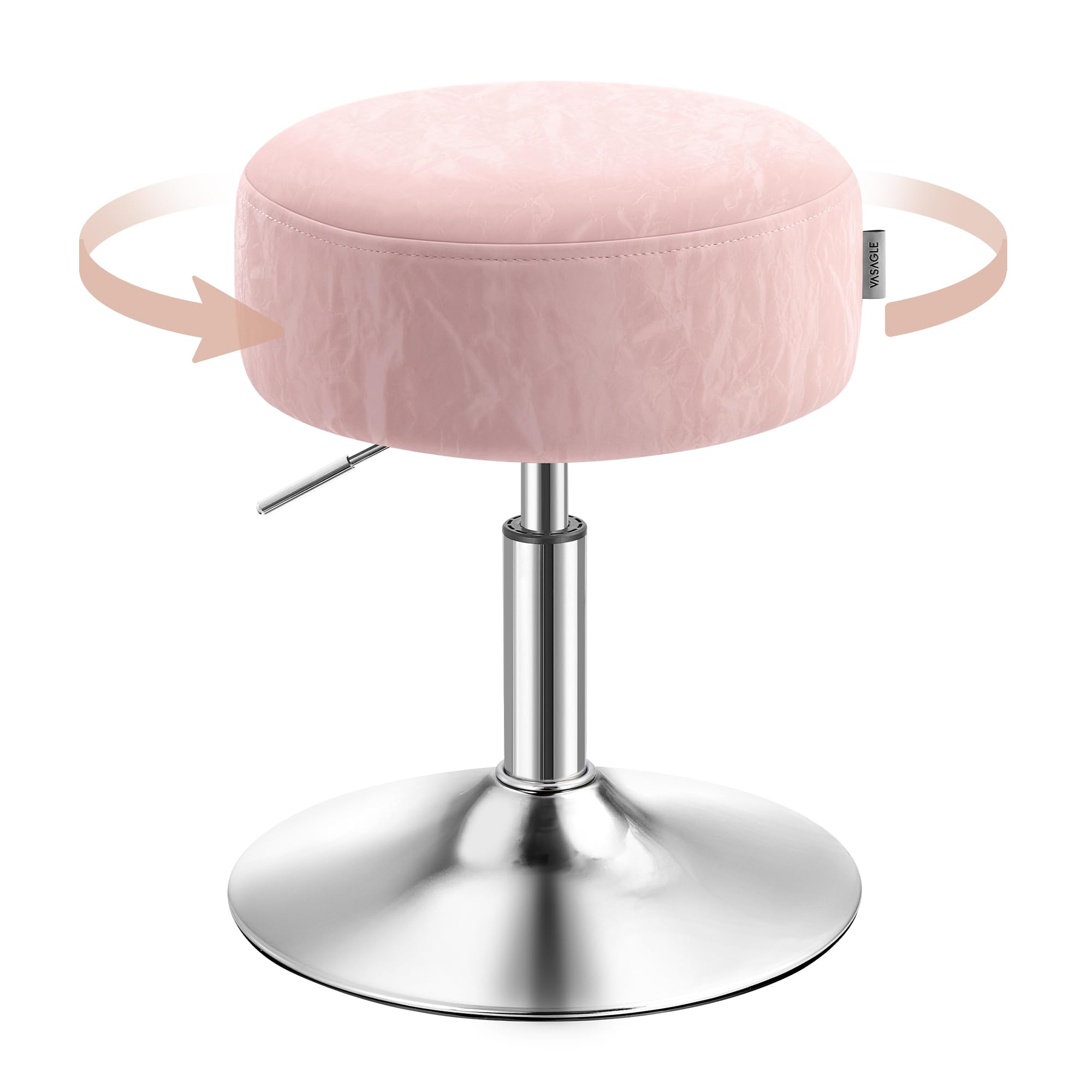 VASAGLE Taburete de Maquillaje, Silla de Tocador, Altura Ajustable, 360° Giratorio, PU, Asiento Grueso, para Dormitorio Cocina Comedor, Moderno, Rosa Jalea LJB120S01