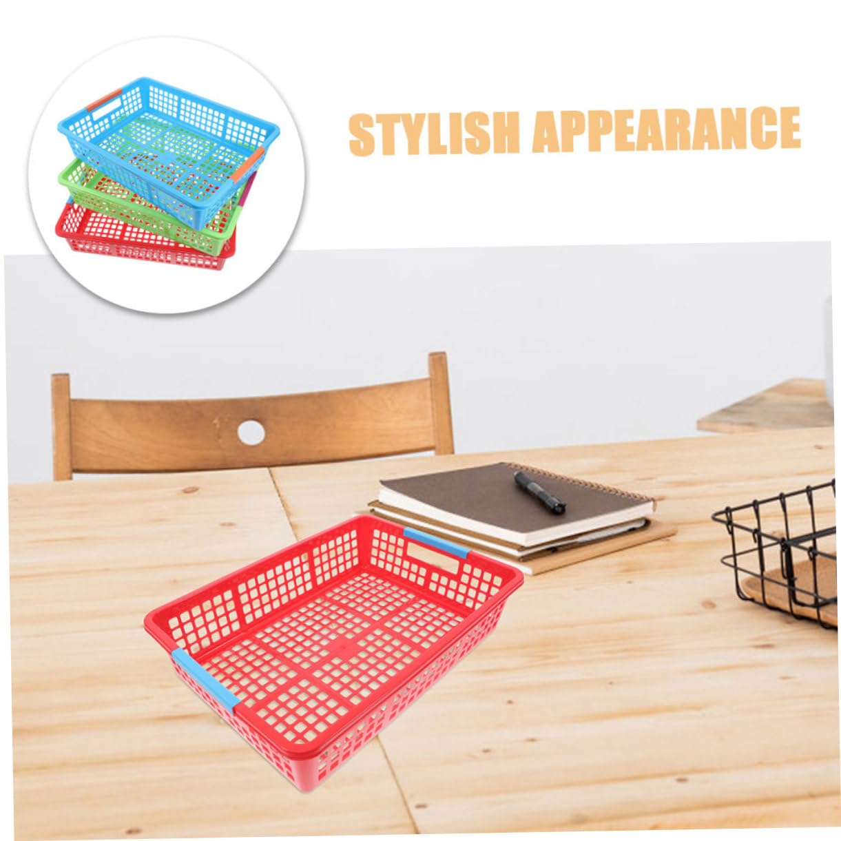 SOLUSTRE 5stücke Multifunktionale Kunststoff Aufbewahrungskörbe Stapelbare Bunte Kunststoffboxen Für Dokumente Spielzeug Snacks Modern Platzsparend Für Büro Schule Zuhause
