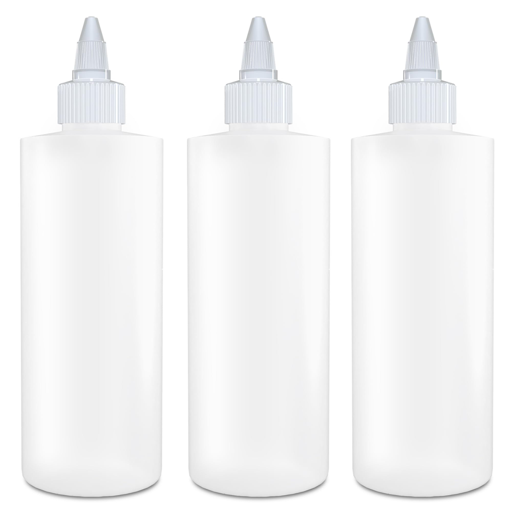 BRIGHTFROM Twist Top Applicator Bottles, Squeeze 8 OZ, Empty Hair Coloring Plastic Bottles, Refillable, Leak Proof - Open/Close Nozzle - Multi Purpose (Pack of 3)