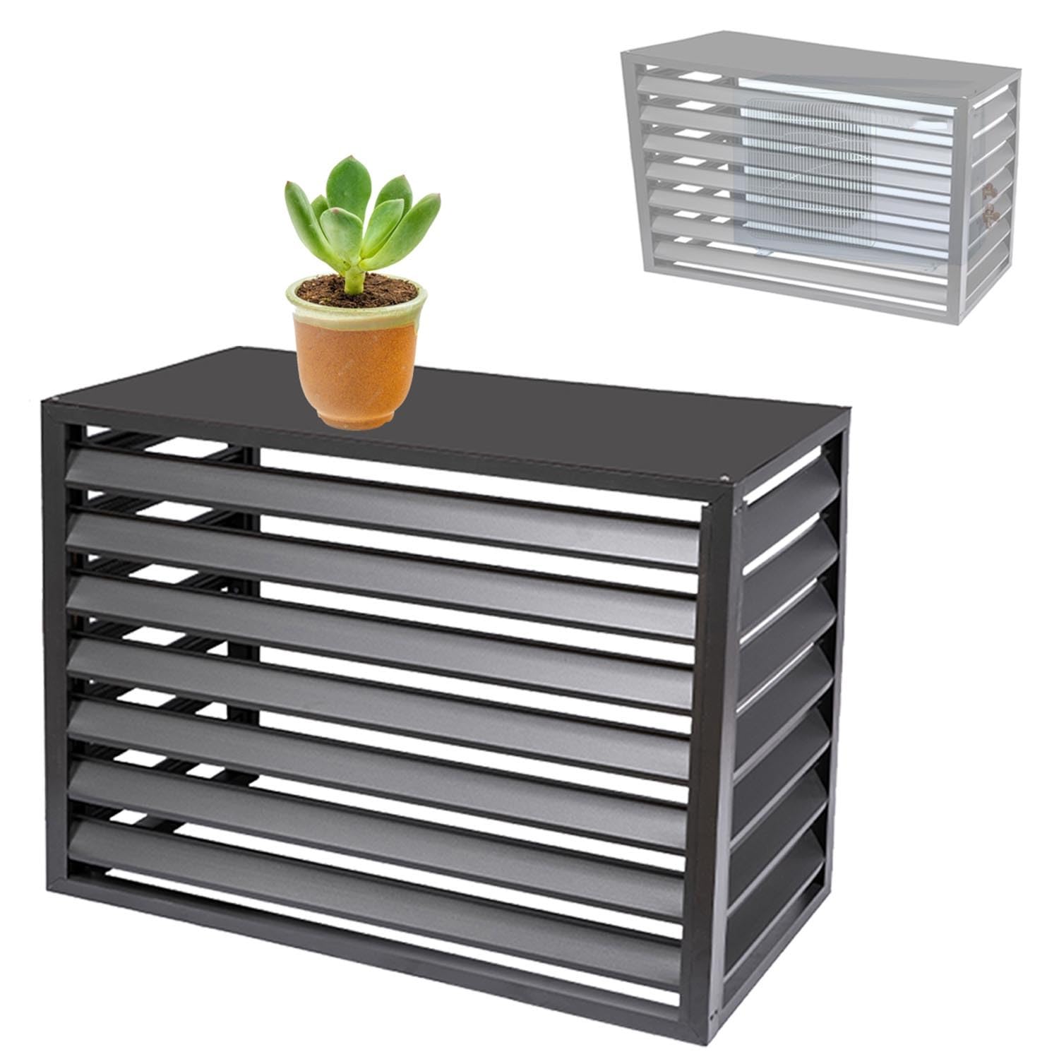 Support De Fleur Extérieur Couverture De Climatiseur L100 H70 W50cm Cache Pompe A Chaleur Séparateur D'espace Persienne Garde-Corps pour Climatiseur Gris/Blanc/Marron (Color : Gray)