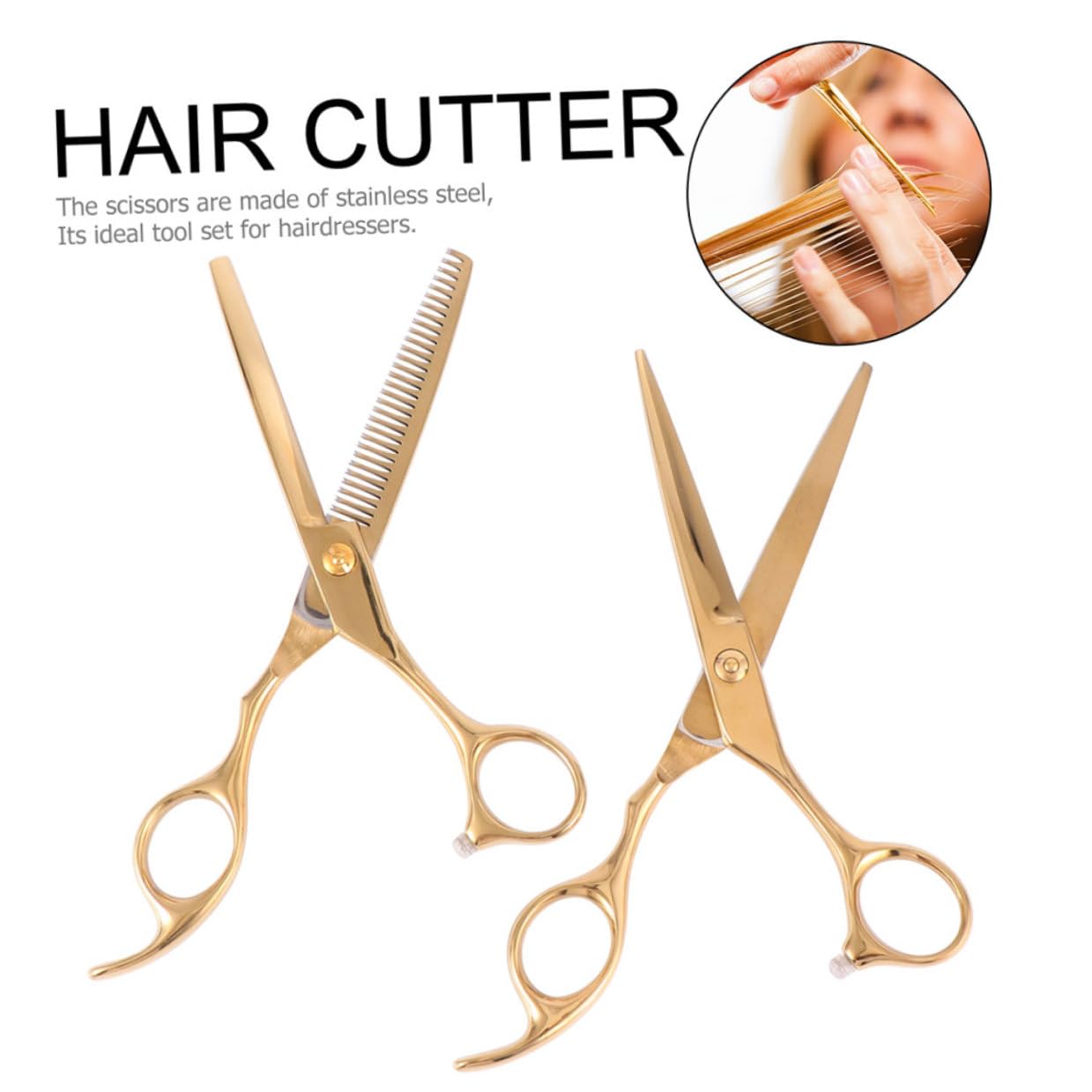 Hohopeti 2 Stück Friseurscheren Edelstahl Gold Haarschneidescheren Ergonomisch für Friseursalon und Heimgebrauch