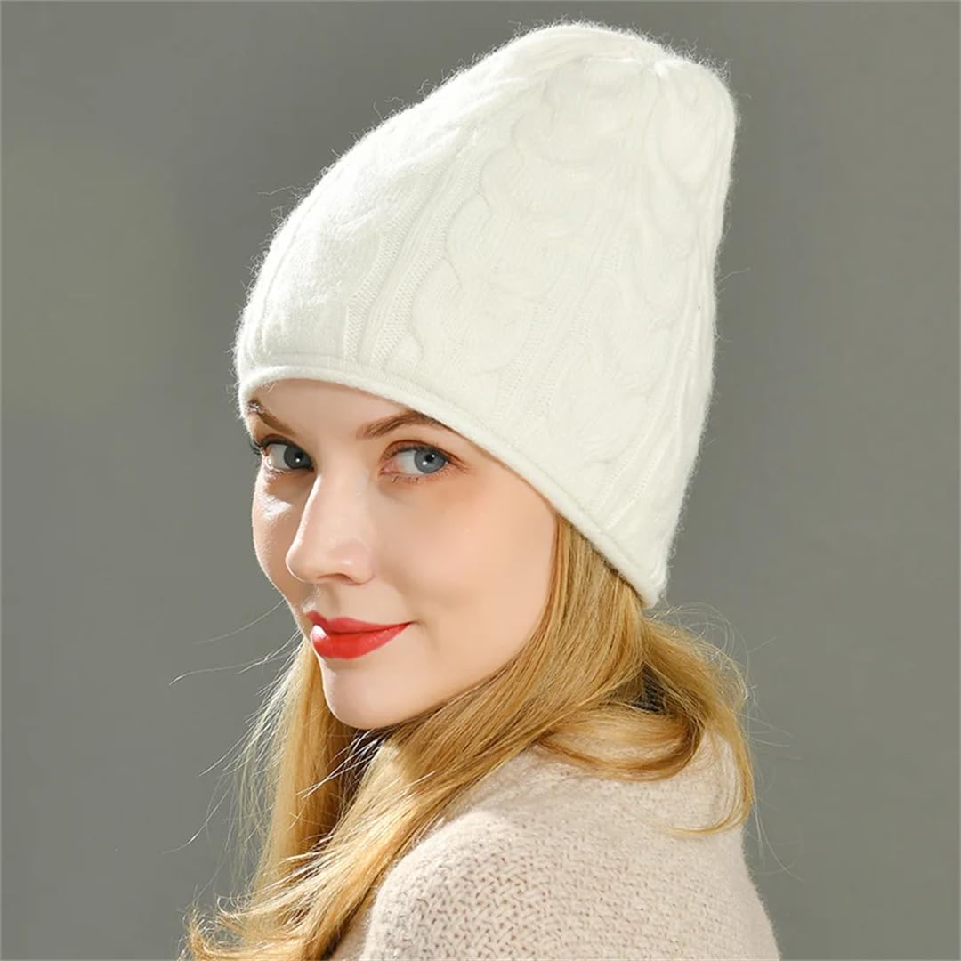 Gorros Para Mujer, Gorro De Invierno Cálido De Doble Capa, Mezcla De Lana, Gorros Tejidos, Gorro Con Patrón Torcido