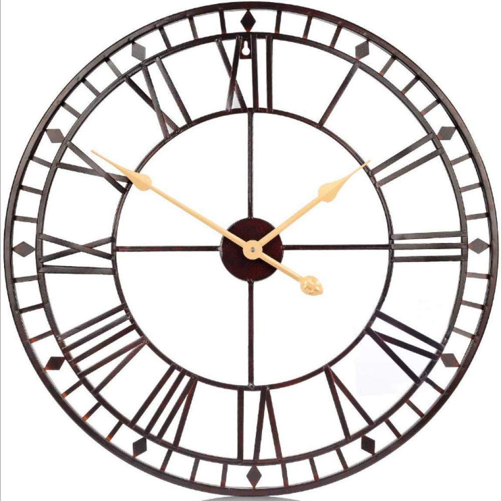 Grande horloge murale pour terrasse et extérieur design rétro chic en métal noir 40cm