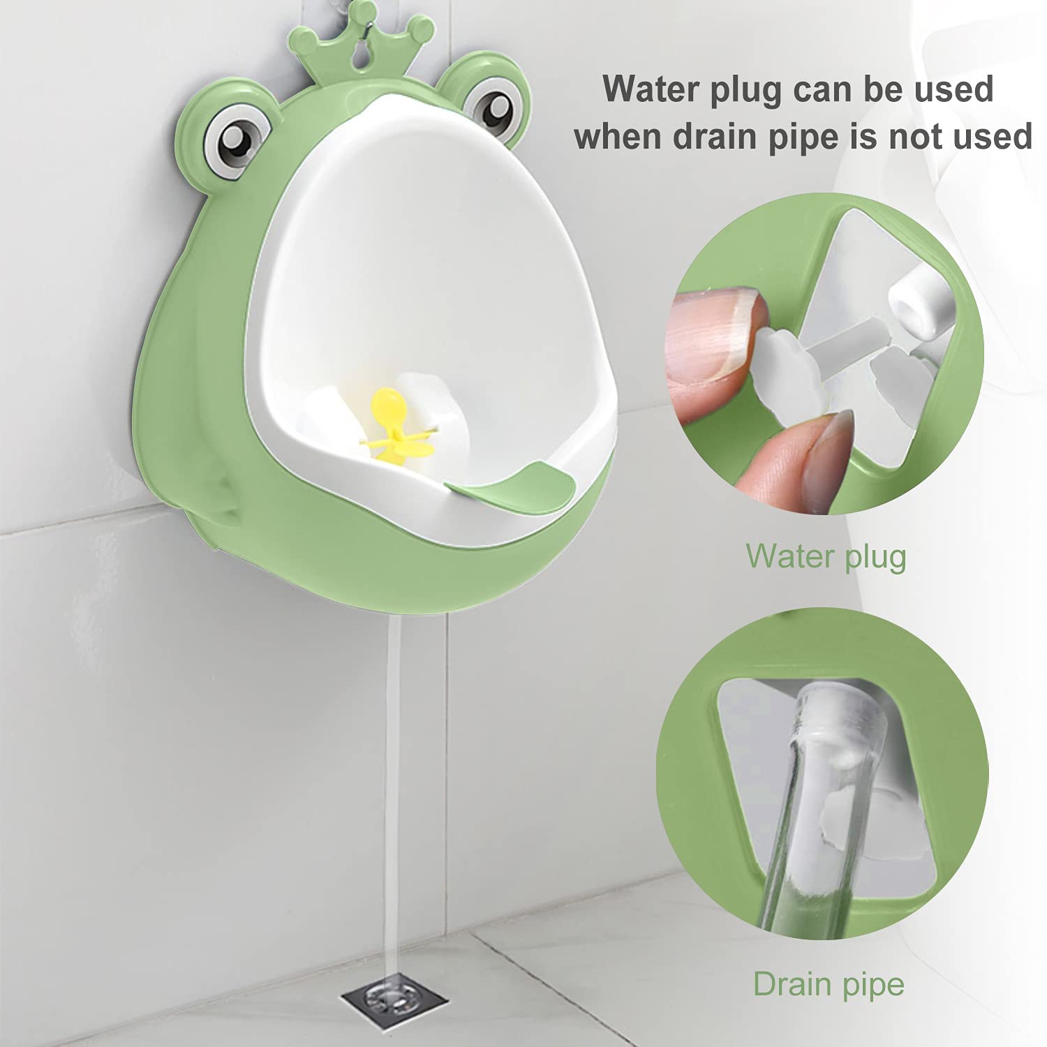 Orinal de entrenamiento para orinar para niños pequeños, entrenador de orina para el baño, divertido entrenamiento para bebés (verde)