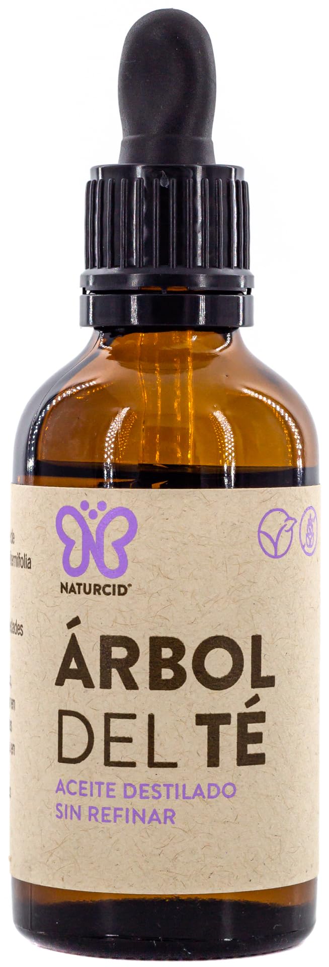 Aceite de Árbol del Té - Naturcid - [50 ml] - Aceite esencial de Árbol del té extraído de hojas de Melaleuca Alternifolia - Extraído por destilación sin refinar.