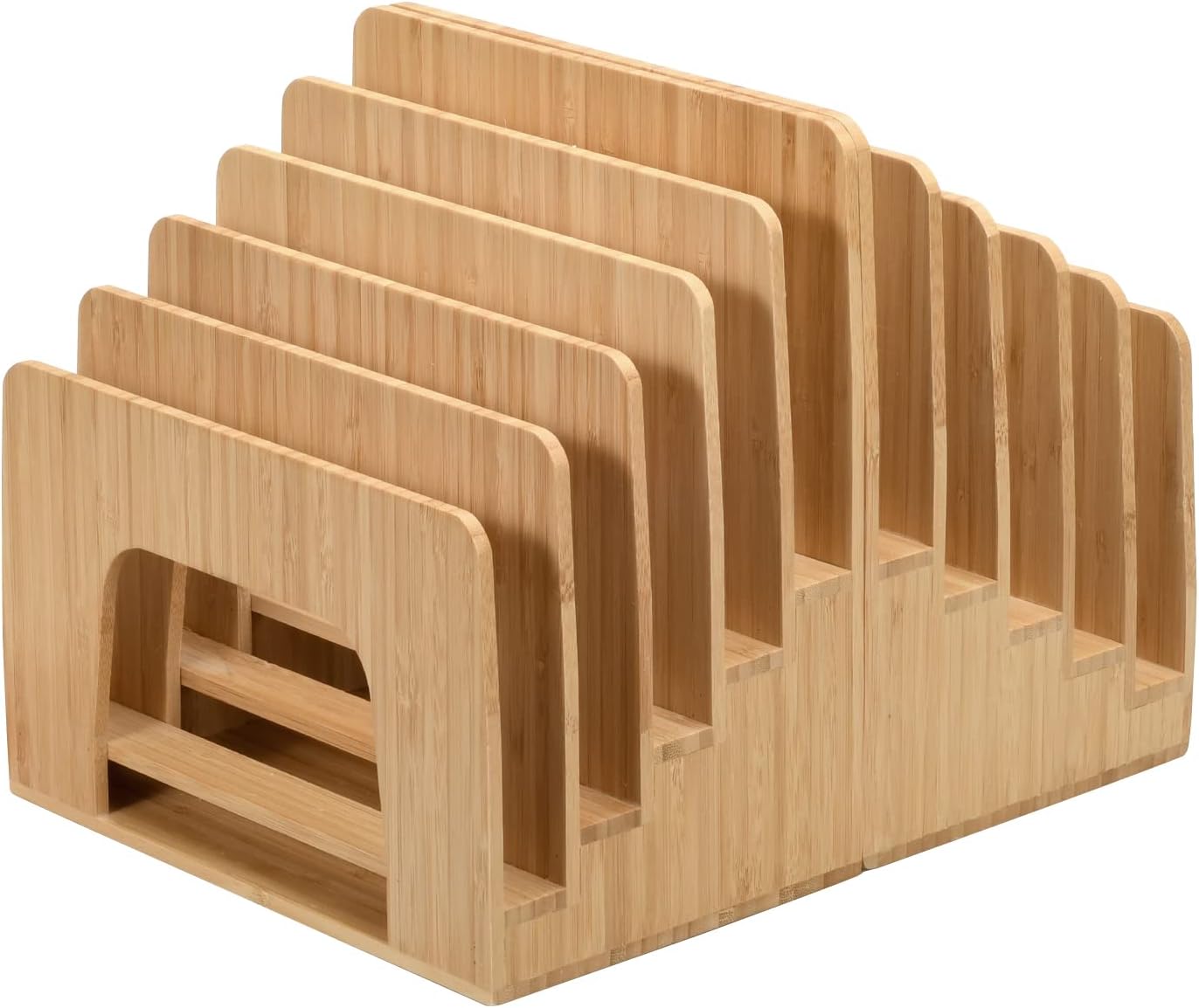 MobileVision Inclined File Folder and Paper Tray Organizer Bundle, Bamboo, 2 units included, 10 Slots