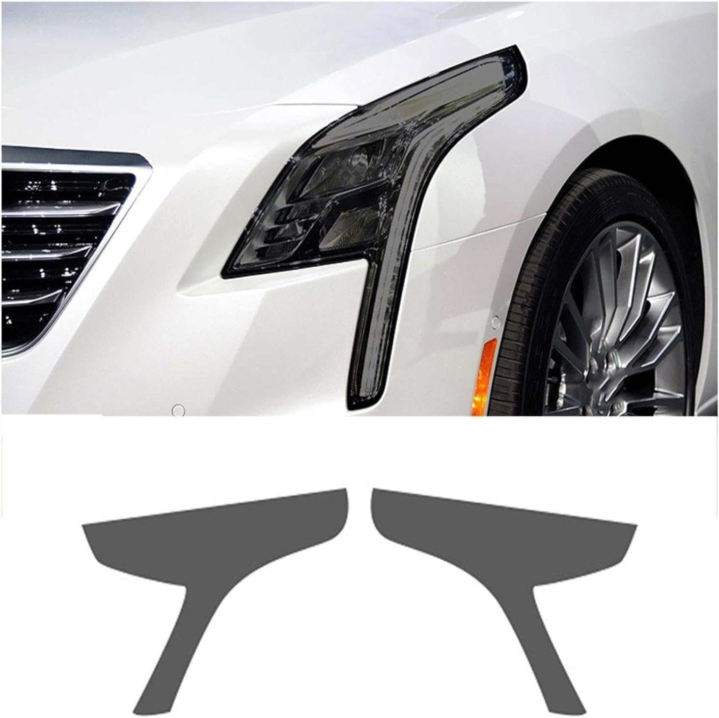 SamLng Car Front Light Film for Cadillac CT6 2016 2017 2018 Car Headlight Film Front Light Transparent Blackened Moulding Vinyl Protection Sticker Car Light Film