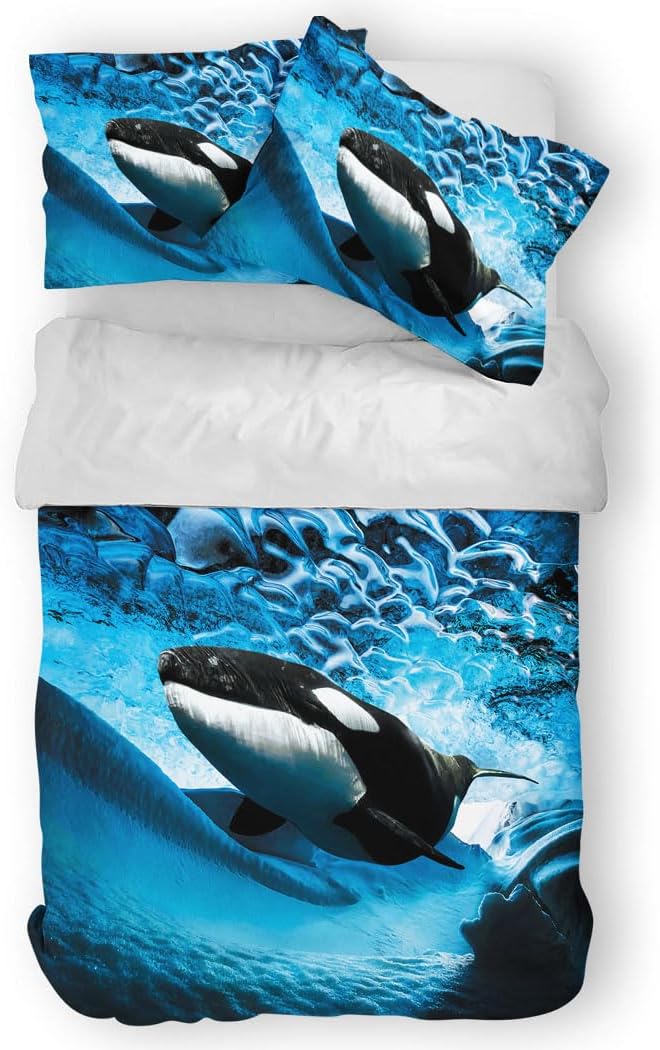 Pinguin Bettwäsche 135x200 - Kuscheliges 3D Design Mit Reißverschluss & Kissenbezug