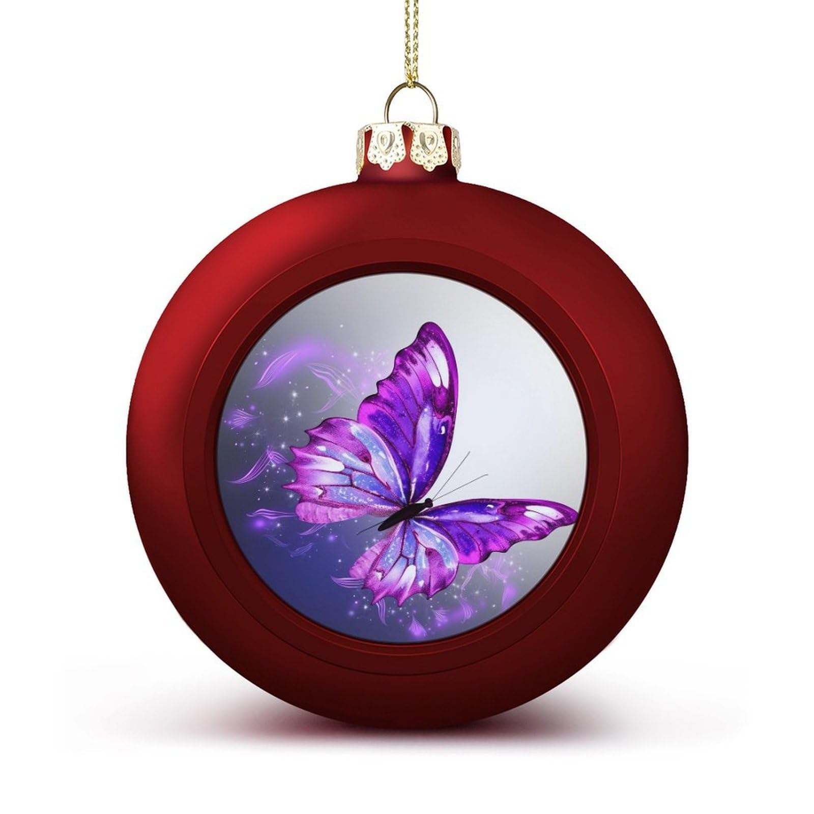 Purple Butterfly Christmas Balls Ornaments for Xmas Christmas Tree 1.6" Hanging Shatterproof Xmas Balls Hanging Decor Pendants for Holiday Party Outdoor Indoor DIY Craft Supplies