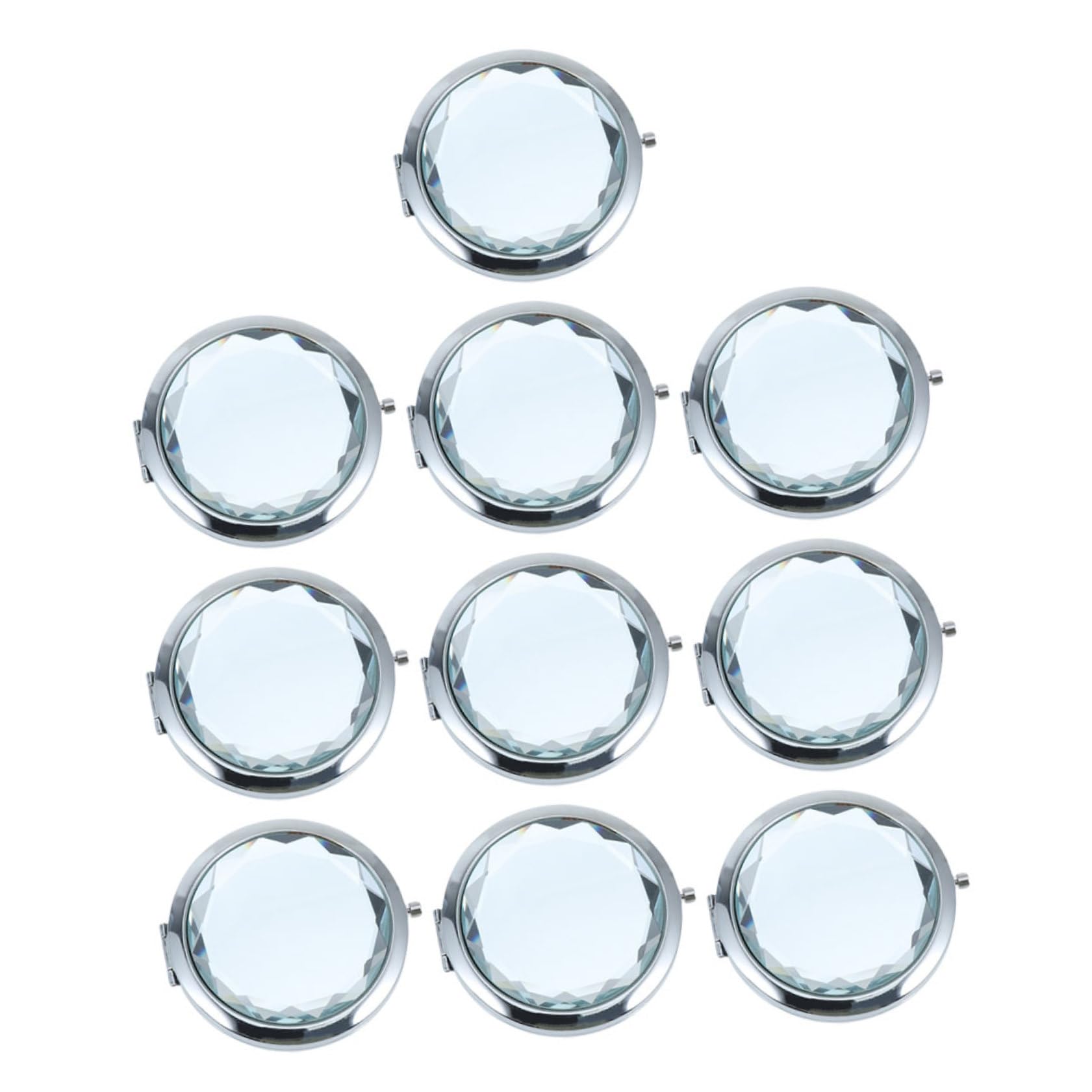 Lot de 10 miroirs de poche blancs pliants de 8 cm pour maquillage
