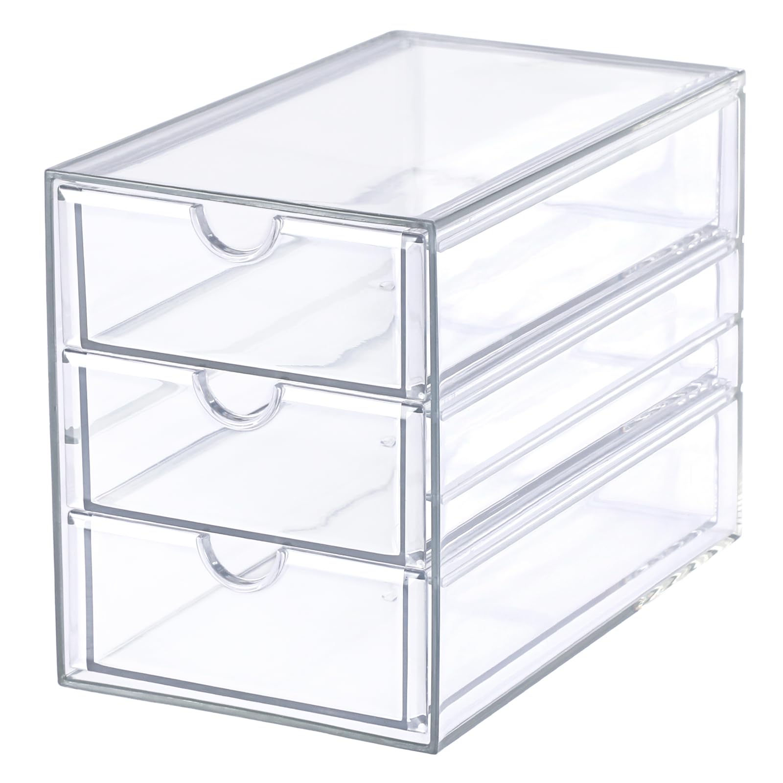 SUMTree Acryl Aufbewahrungsbox mit Schubladen Haar-Accessoires-Organizer durchsichtig Schminktisch Organizer Teebeutelbox Aufbewahrungsboxen mit 3 Schubkästen für Kaffeekapseln, Kosmetik, Schreibwaren