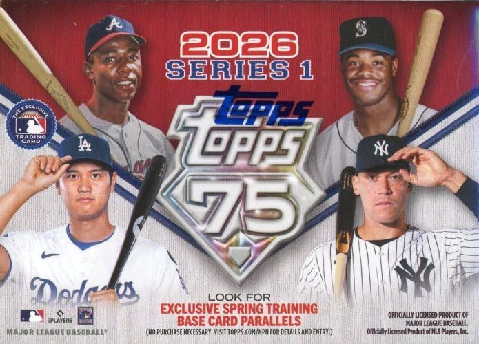 2026 Topps Series 1 Baseball EXCLUSIVE Factory Sealed Blaster Box with (72) Cards Including SPRING TRAINING PARALLELS! Celebrate Topps 75th Anniversary! Look for Autos,Relics,RCs,Parallels & More!