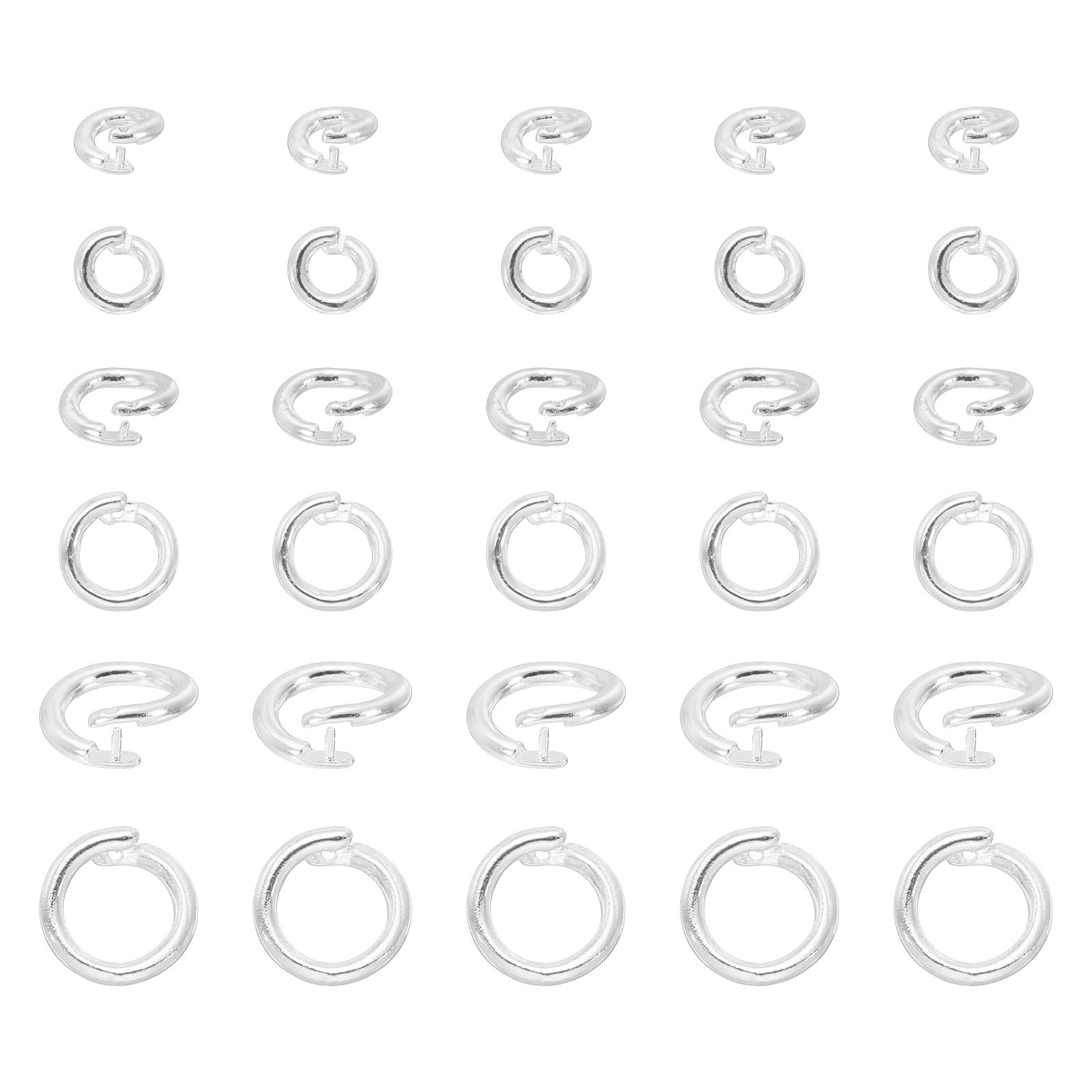 sourcing map 30Pcs Locking Jump Rings 5.5/7.5/10mm Twist Clasp Silver