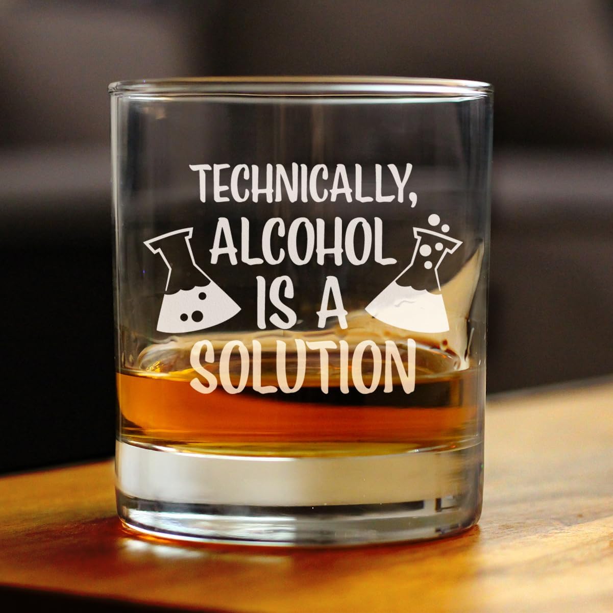 Custom Alcohol Is A Solution - Personalized Whiskey Rocks Glass - Funny Science Teacher Gifts for Women & Men - Fun Drinking Decor - 10.25 Oz