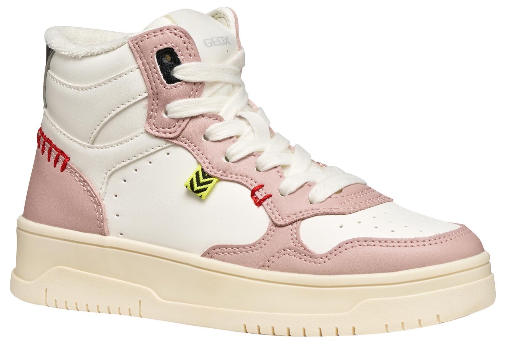 Geox J LESTRELLA Girl Sneaker, White/Rose, 5 UK