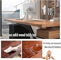 Vista 6 de Escritorio de computadora de madera maciza para oficina en casa, escritorio de estudio, estación de trabajo con cajones y armario de almacenamiento