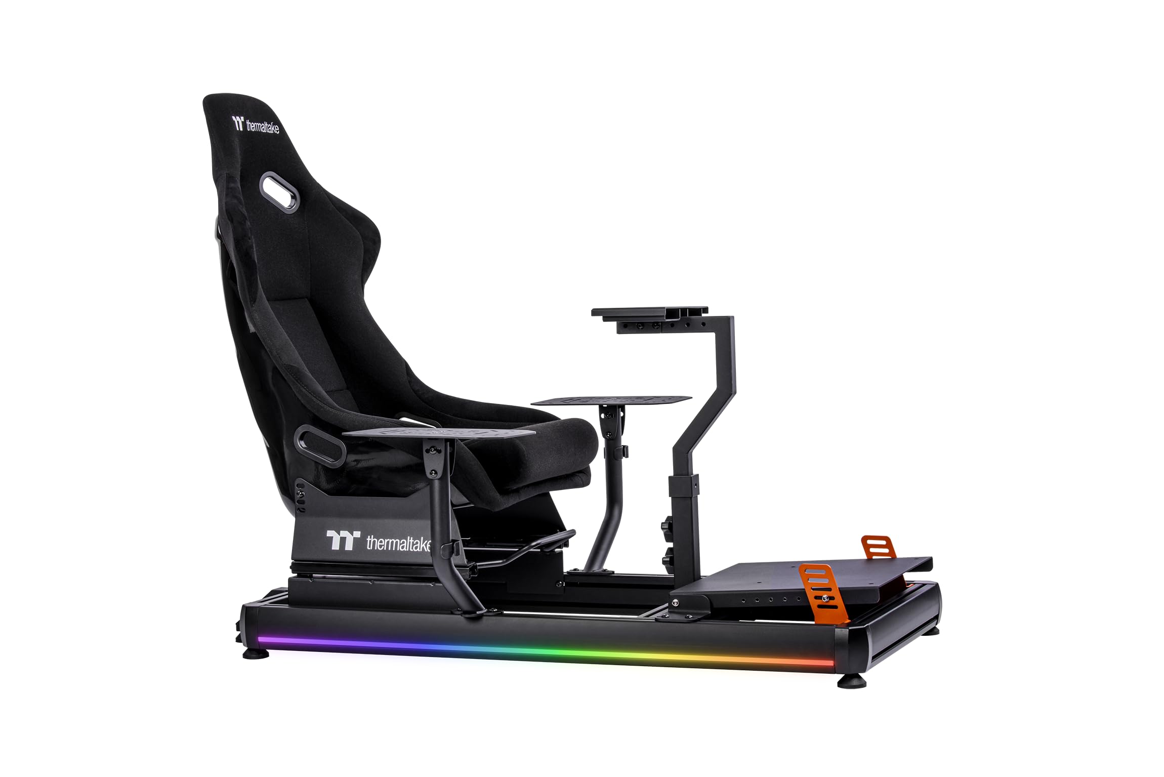 Thermaltake GF500 Flight Simulator Cockpit Schwarz | Flight Sim Rig | Alu/Stahl Rahmen | Fiberglas Sitz | verstellbare Yoke/Joystick/Pedal Mounts | Sitzschiene 22 cm | bis 120 kg