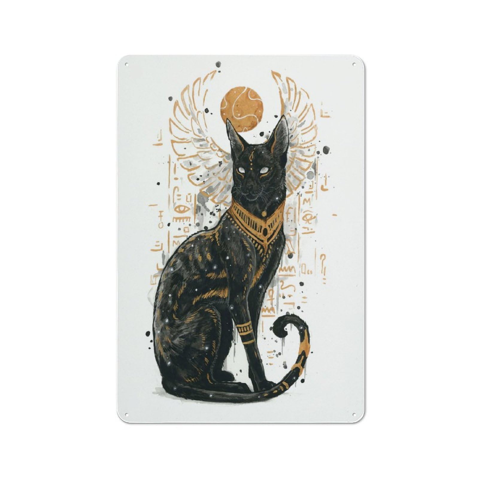 Junmoney Style-14 Smart Office Metal Sign 30X20cm Featuring Bastet, Study Room Decor For Workspace, Cafe, Shop Or Desk Area