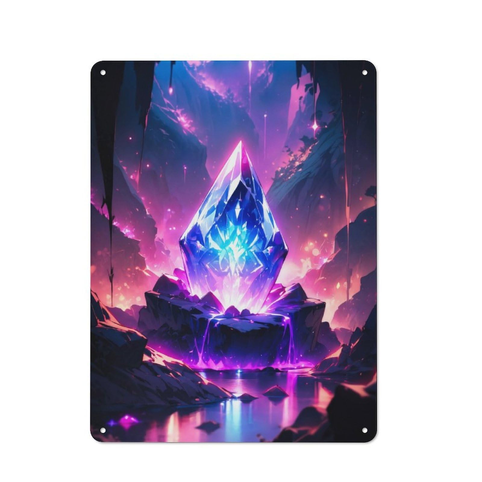 Junmoney Ethereal Diamond Den Decorative Metal Plaque With Design 40X30cm, Casual Utility Space Decor For Patio Bar, Workshop, Shed Or Kitchen