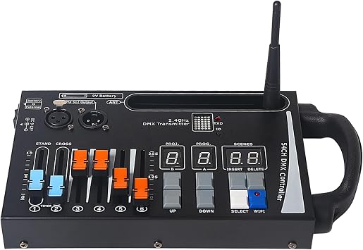 DMX Lighting Console, 54 Channels DMX Controller for dj Lights,Compatible with 2.4g DMX Wireless Receiving Devices