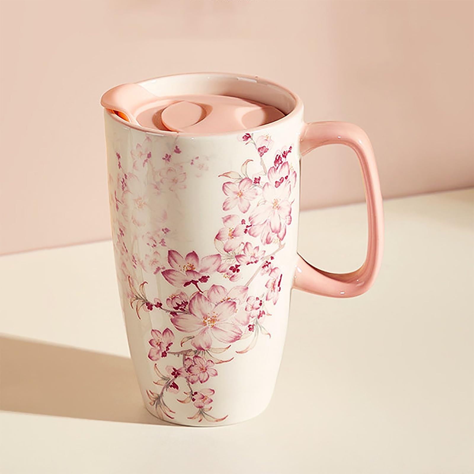 600ml / 20oz, Kaffeetasse mit Deckel, Partybecher, Stilvoll und Elegant, mit Hitzebeständigem Griff, Ideal für Zuhause, Büro und Den Alltag(White)
