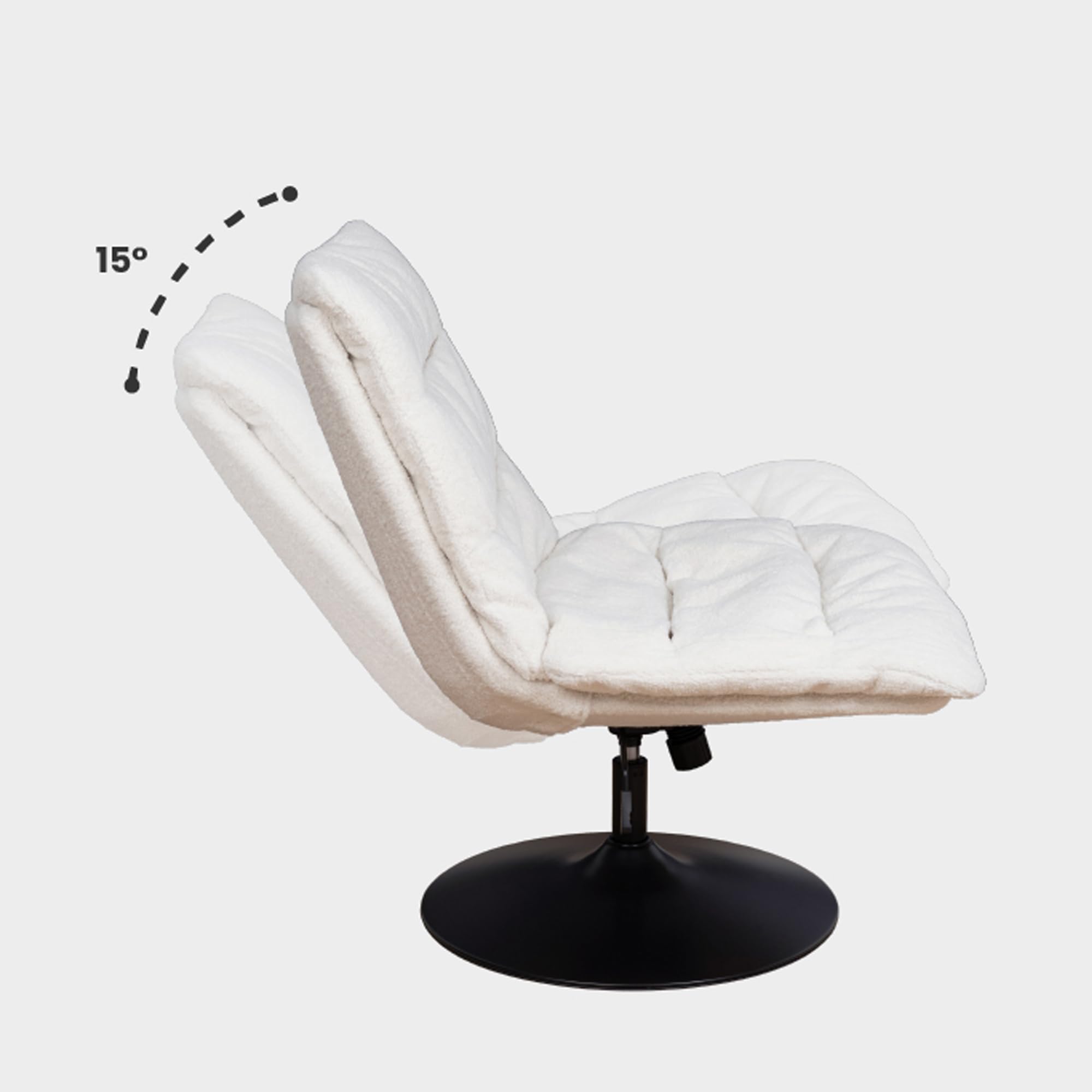 MEUBLE Cosy Sillón Giratoria 360° Butaca de Salón Función de Inclinación con Asiento Grueso Respaldo sin Reposabrazos en Tela de Bucle Blanco