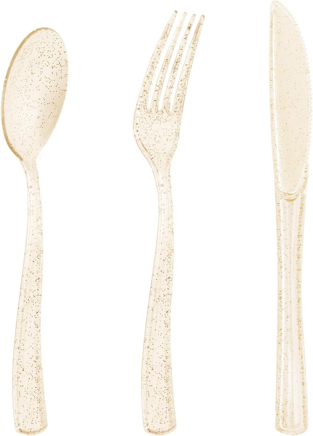 Goodluck 150 Gold Glitter Plastic Silverware, Glitter Utensil Disposable, Plastic