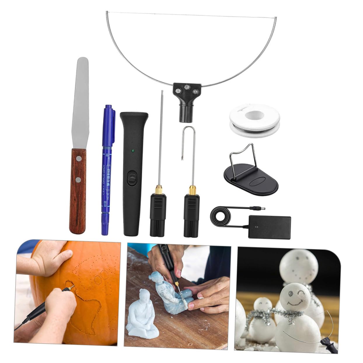 Angoily Cortador De Espuma Eléctrico Alambre Caliente Para Manualidades, Herramienta De Corte En Caliente De 9 Piezas, Abs y Acero Inoxidable, Uso Artesanal y Hobby Creativo