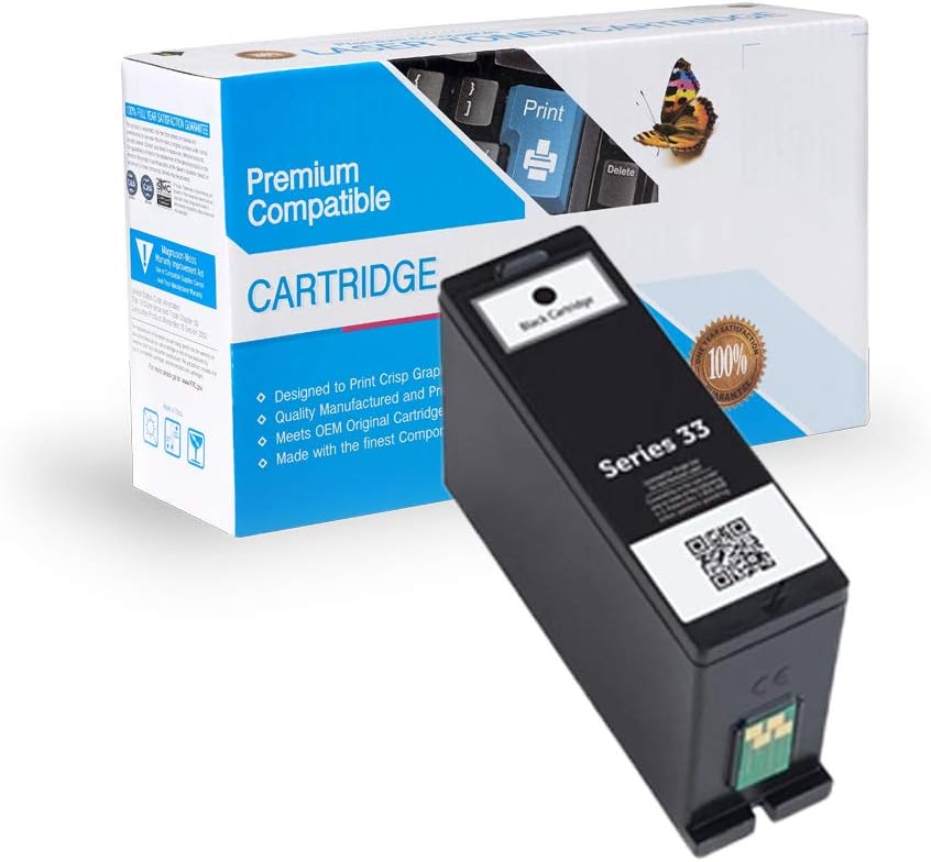         Ink Now Premium Compatible Dell Black Ink Jet Series 31, 32, 33, 34, 331-7377, 331-7689 (XL) for Dell V525W, V725W Printers yld       