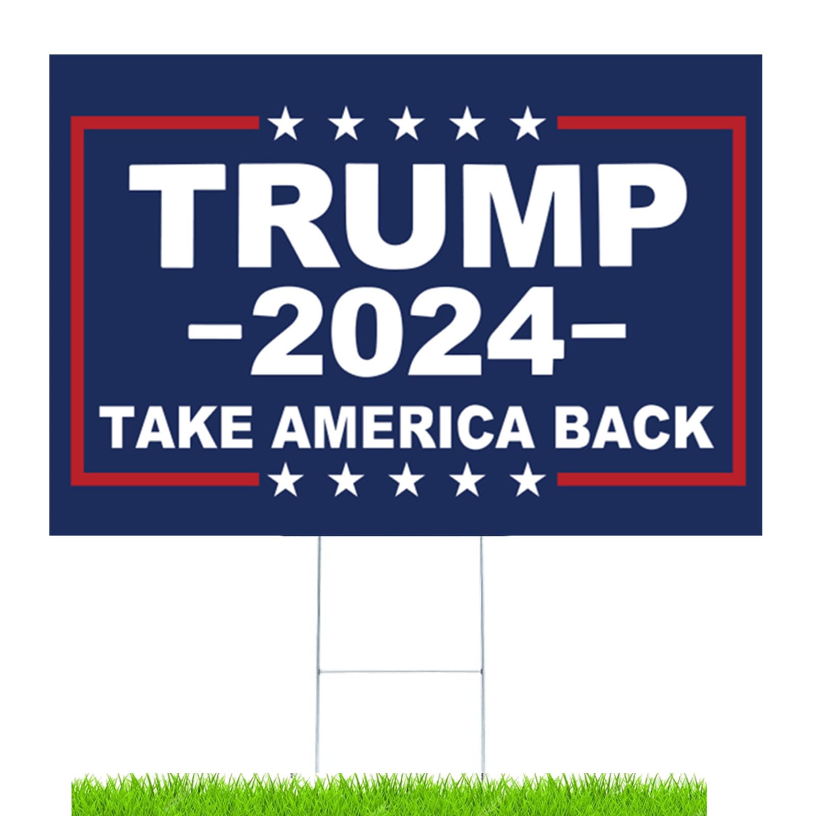 Trump 2024 Yard Signs with H-Stakes - Lets Go Brandon- Trump Placard Signs - Lets Go Bandon Signs - 18x12 Inch Outdoor Patriotic Signs Decoration Signs - Trump Yard Signs with Vivid Colors (Blue)