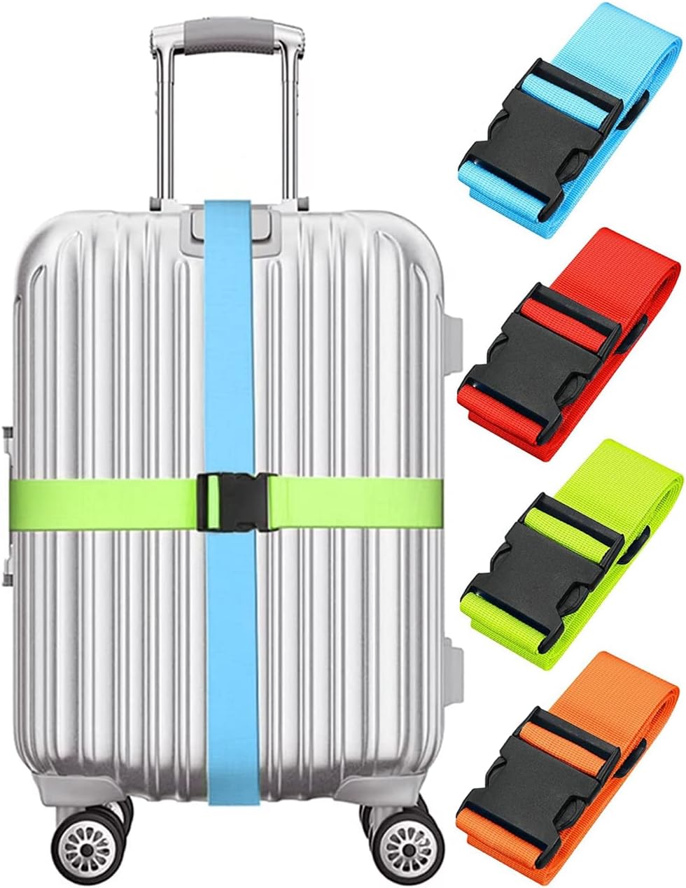 4 Pack Luggage Straps Set for Suitcases, Adjustable Suitcase Belts