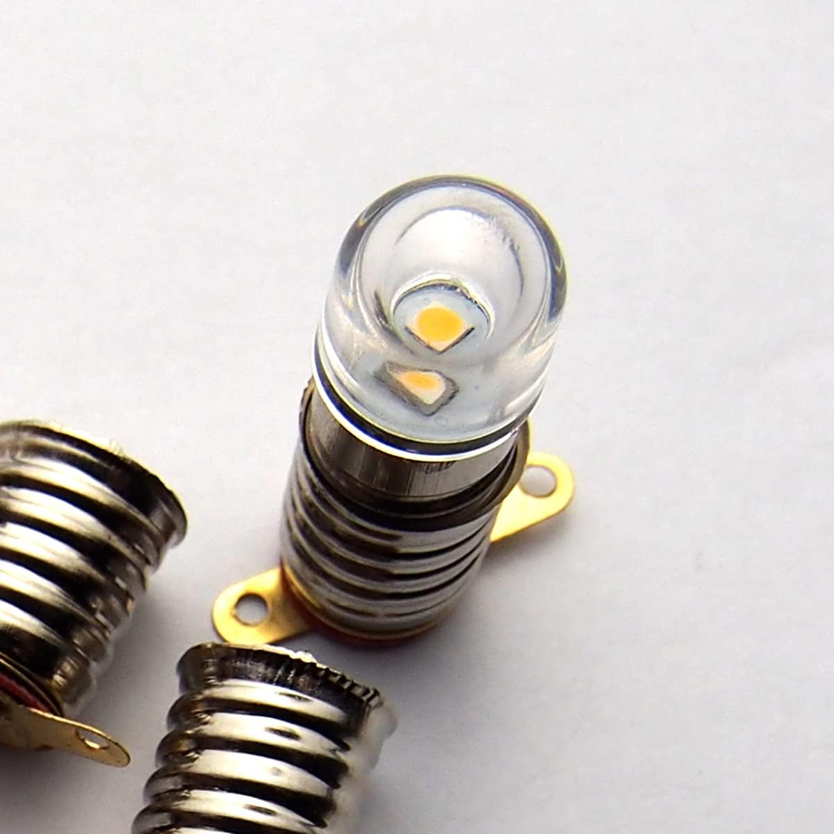DC E10 LED Bulbs, 10pcs E10 Replacement Light Bulbs Miniature Screw LED Lamps 0.5Watts 65Lm (Cold White, 24V)