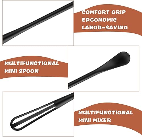 Miniatura 5 de Mini batidor multifuncional, 2 piezas, pequeño utensilio de batidor 2 en 1, mini cuchara de azúcar, globo de mezcla, juego de herramientas para
