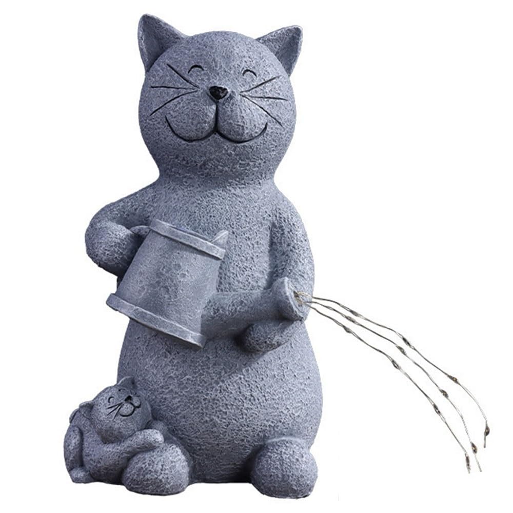 Posąg Ogrodowy Cat Figurine with LED Lights, Solar Garden Statues, Outside Decor for Yard Patio Lawn Ornament, Gardening Gifts for Women, Mom Figurki Ozdoby do trawników ogrodowych
