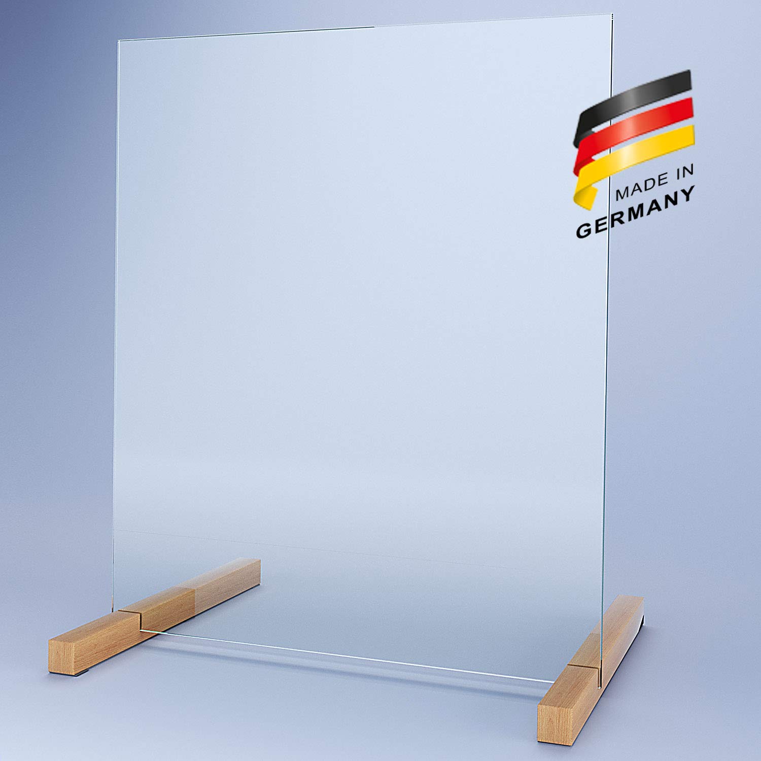 SARAR Spuckschutz aus 8mm echtes SICHERHEITSGLAS - (B) 80 cm x (H) 60 cm Made in Germany - Antibakteriell Hustenschutz Thekenaufsatz Niesschutz Spritzschutz Virenschutz ESG F1