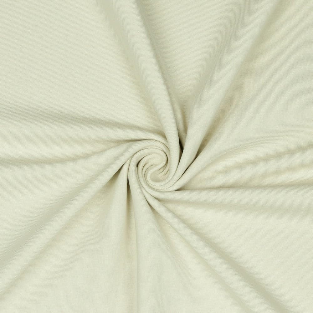 Jersey Fabric Plain Sold by the Metre Tex Standard 100 + GOTS Certified 69 Colours to Choose From Plain + Mottled (066 I Light Sand, 100 x 150 cm)