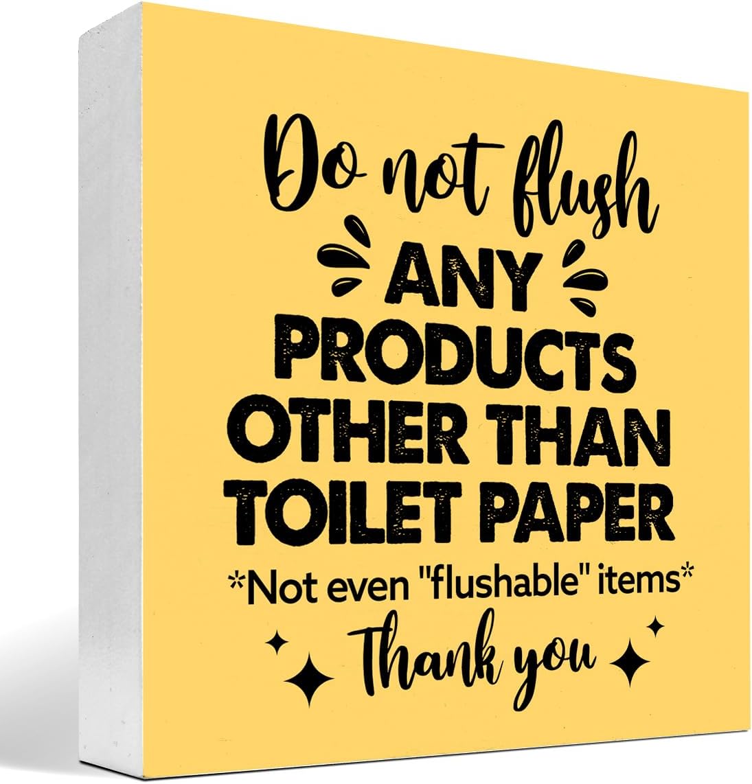 Z-Crange Bathroom Reminder Box, Do Not Flush Sign, Funny Quote, Yellow Wooden Box