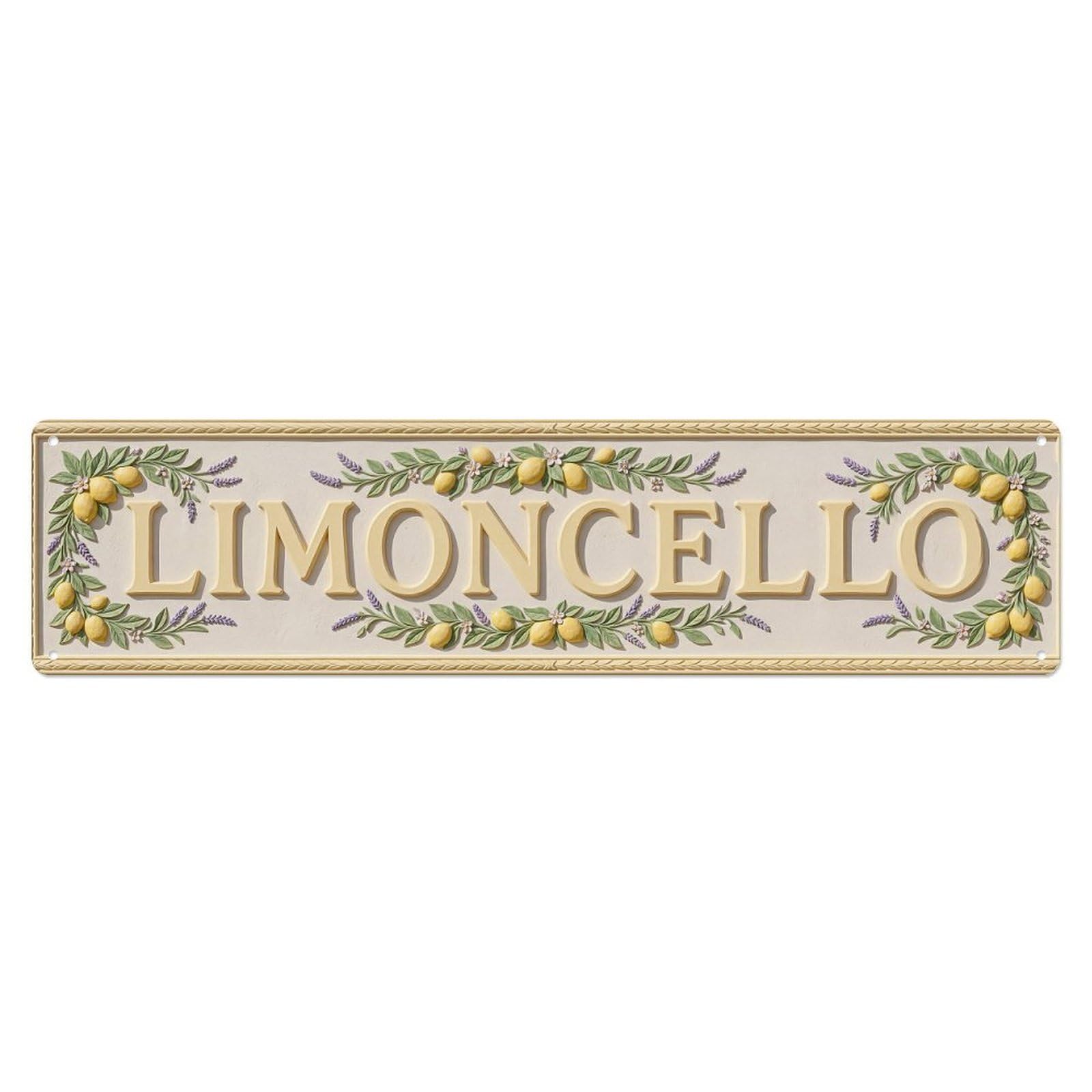Vintage Limoncello Ornate Plaster Italian Metal Tin Sign Plaque Wall Decor for Cafe, Club, Garden Metal Poster 4x16Inch