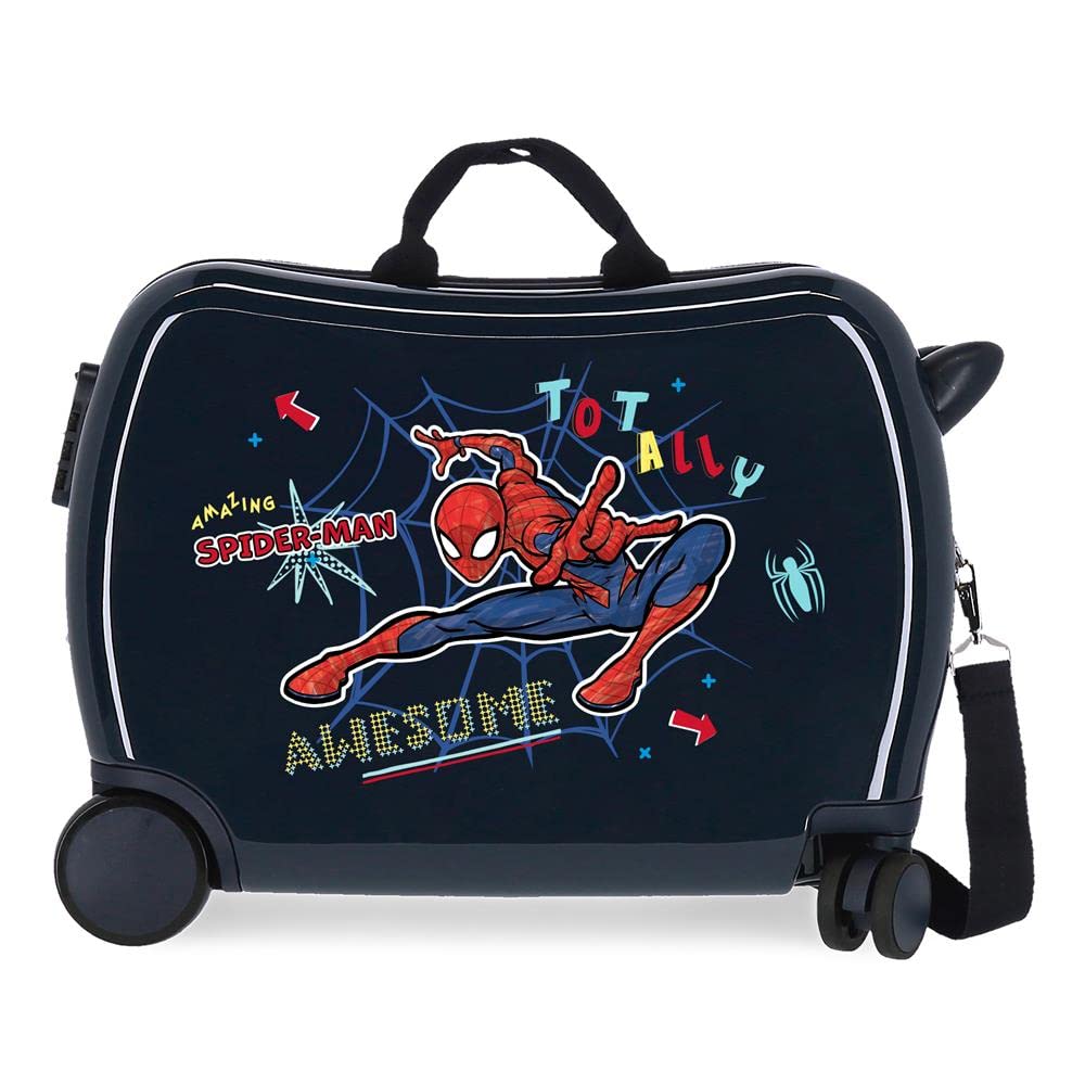 Marvel Spiderman Totally awesome Maleta infantil Azul 50x39x20 cms Rígida ABS Cierre de combinación lateral 34L 1,8 kgs 4 Ruedas Equipaje de Mano