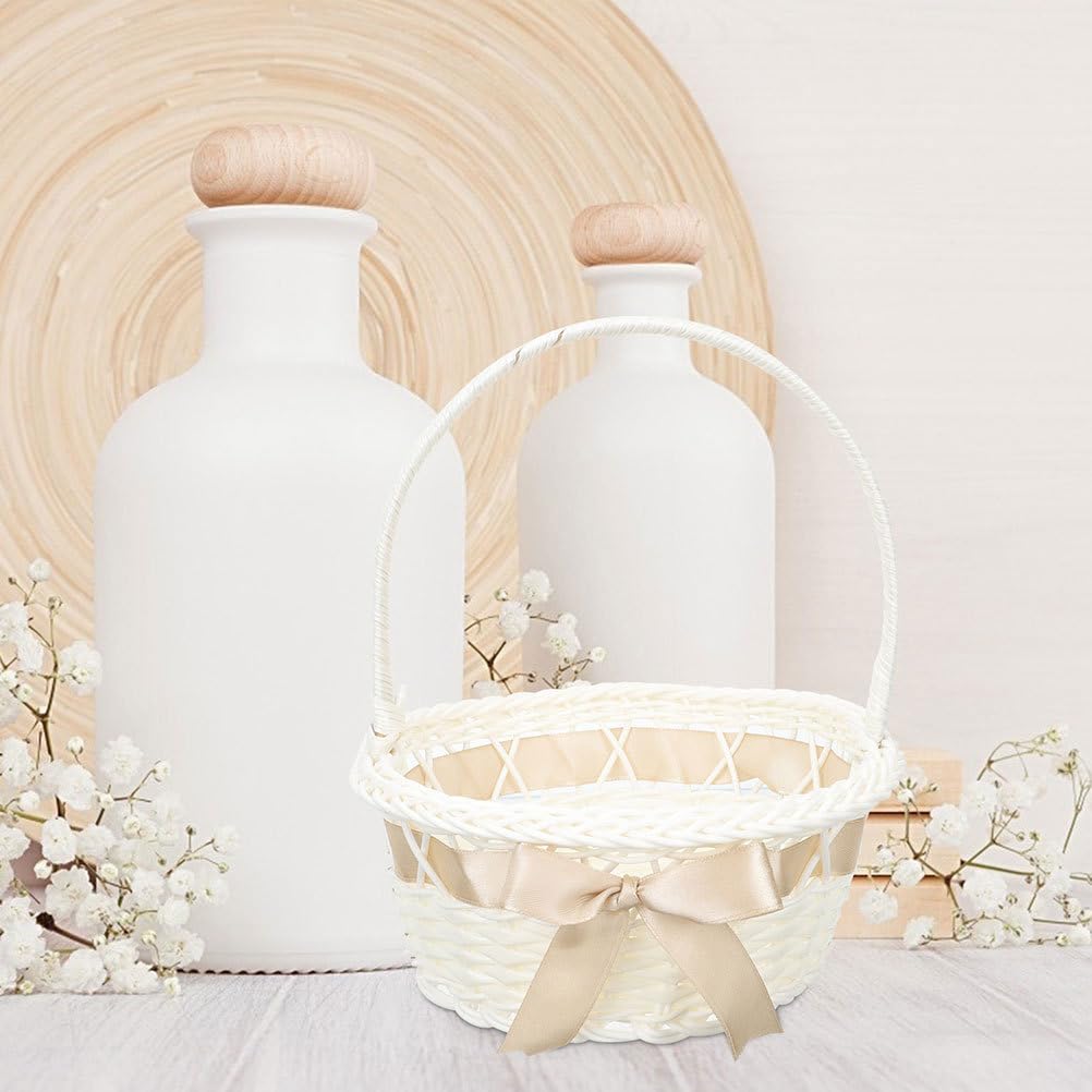 VALICLUD Lot de 2 paniers à fleurs tissés à la main élégants pour accessoires de mariage pour décoration ou panier cadeau de mariage