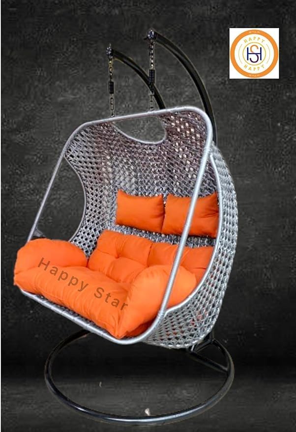 Image of Outdoor Furniture Double Seater Swing, Beautiful Swing with Stand (Orange-1)