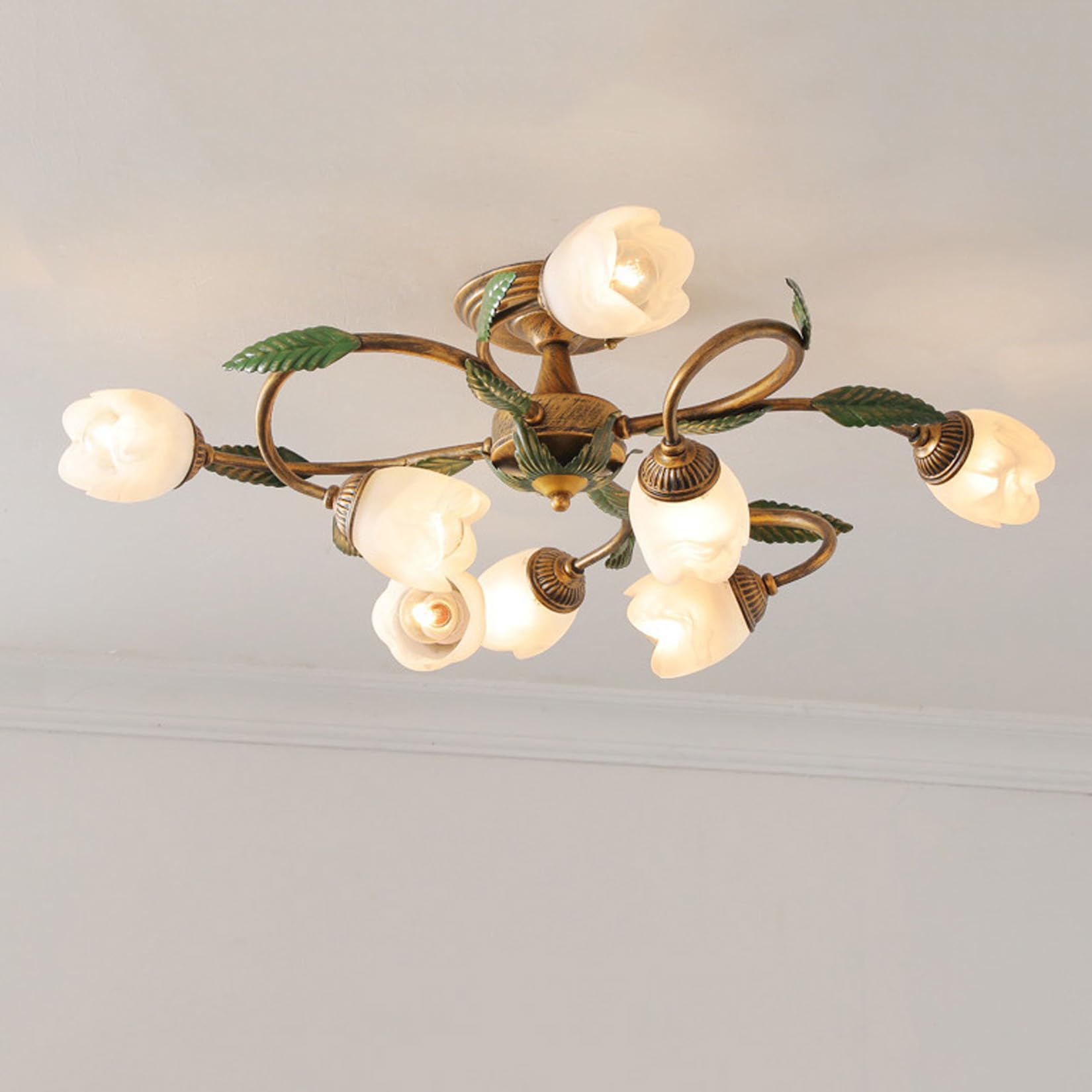 Plafonnier fleur vintage à 8 lumières pour éclairage panoramique