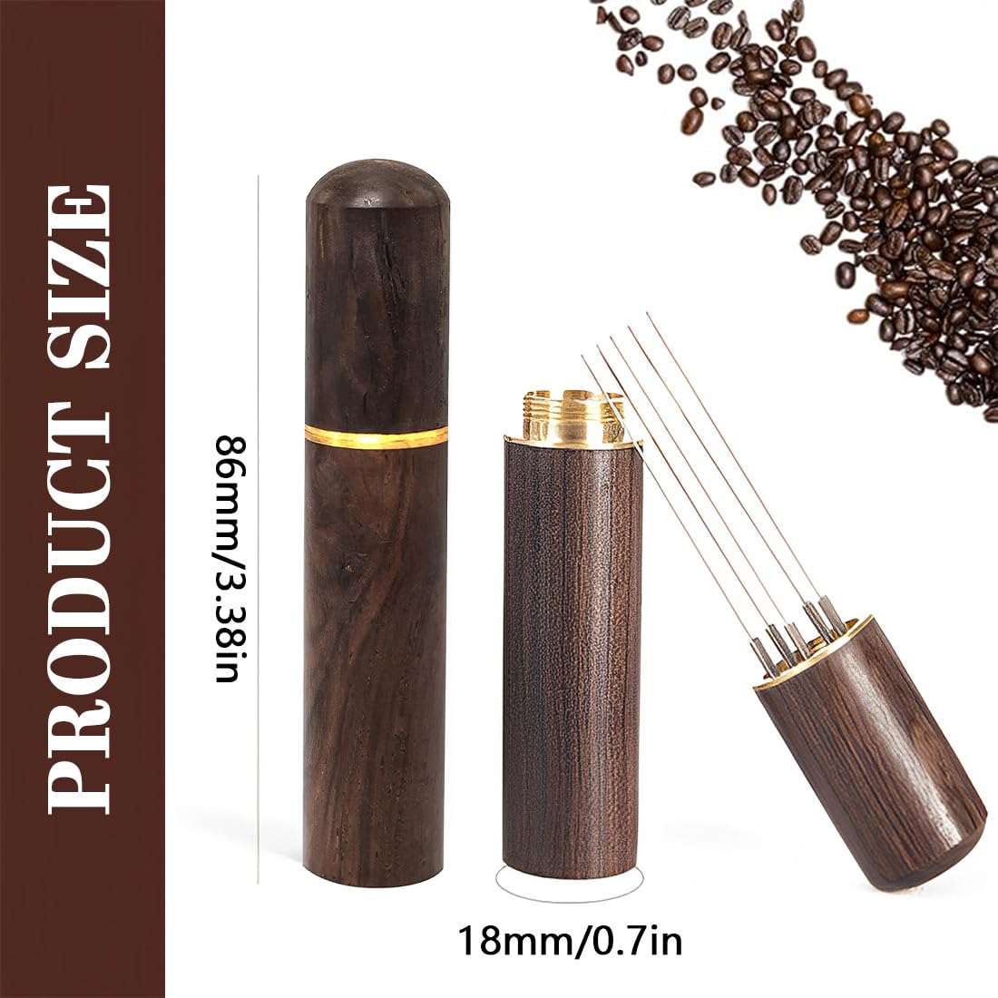 Distributore di Aghi per Caffè, WDT Tool Coffee, con 6 Aghi Sottili da 0,4 mm, Agitatore per Caffè Espresso in Legno, Espresso Strumento per Mescolareper Mescolare il Caffè