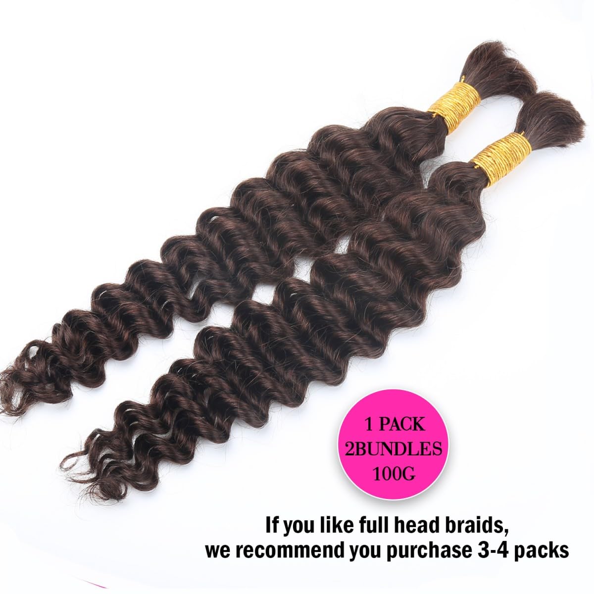 Unipearl Deep Curly Bulk Human Hair for Braiding 100g 2 Bundles 14 Inch Boho Braids Hair Extensions - Image 2